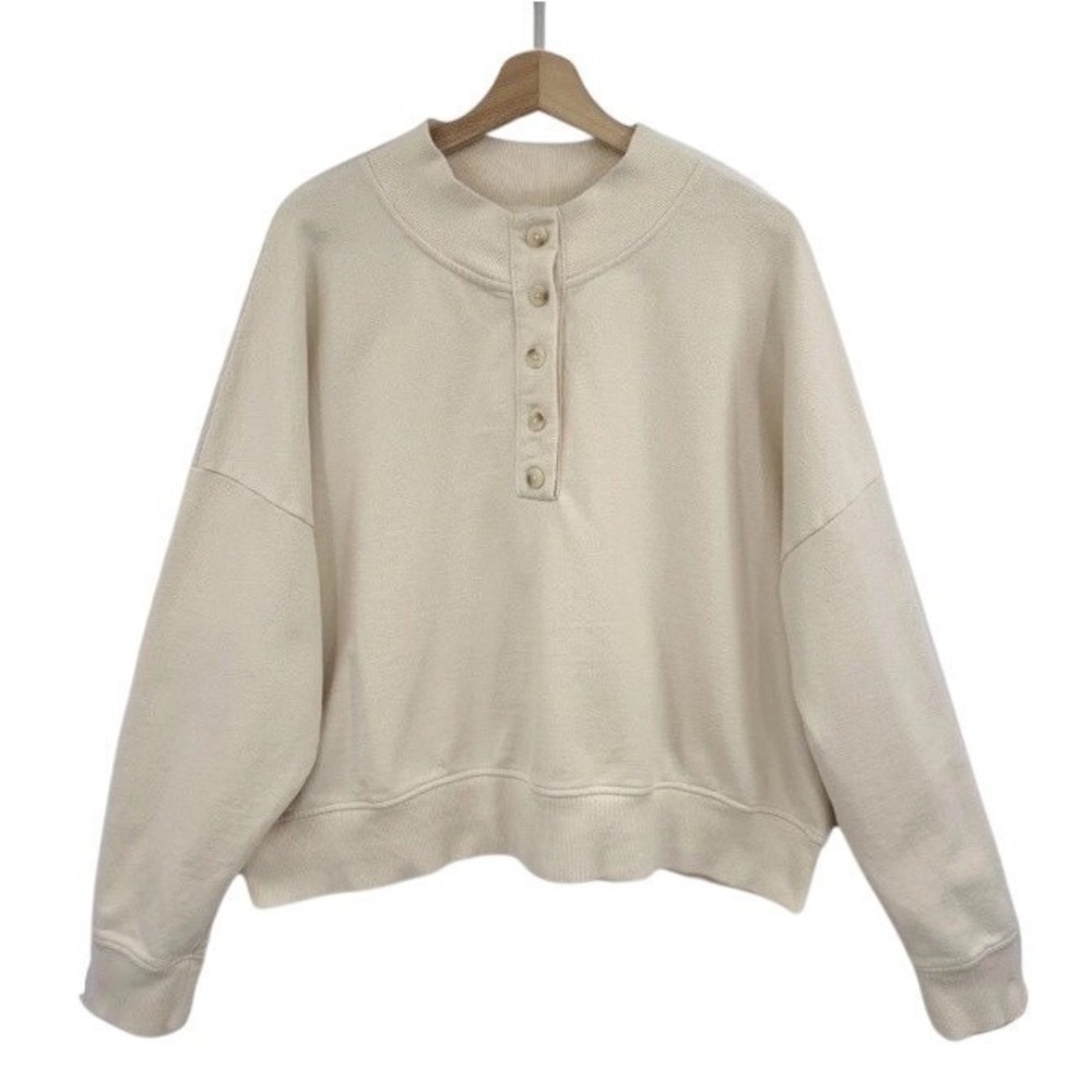 Calia By Carrie‎ Underwood Henley Pullover Buttons XXL Cream Sweatshirt